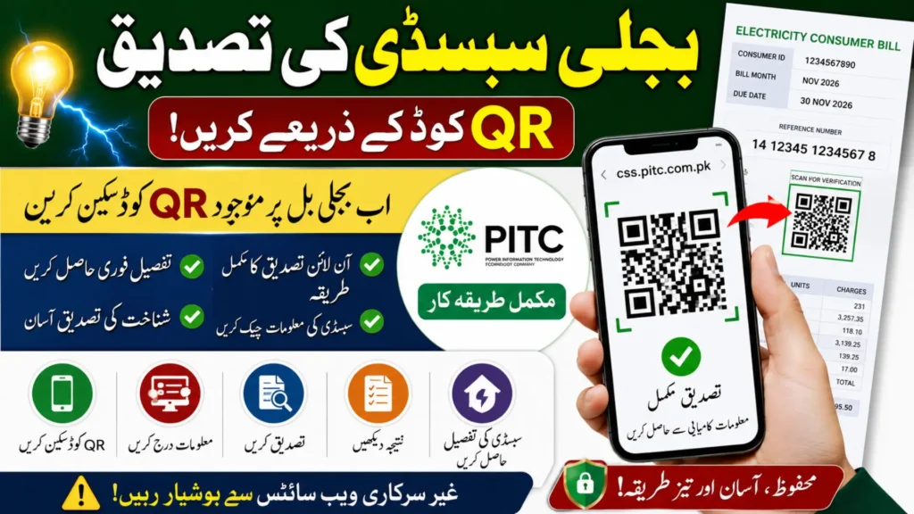 Electricity Subsidy QR Code Verification Through css.pitc.com.pk